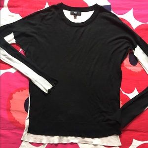 Black and White LS Sheer Sweater Tee